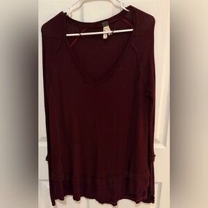 We The Free Deep Red Long Sleeve Top